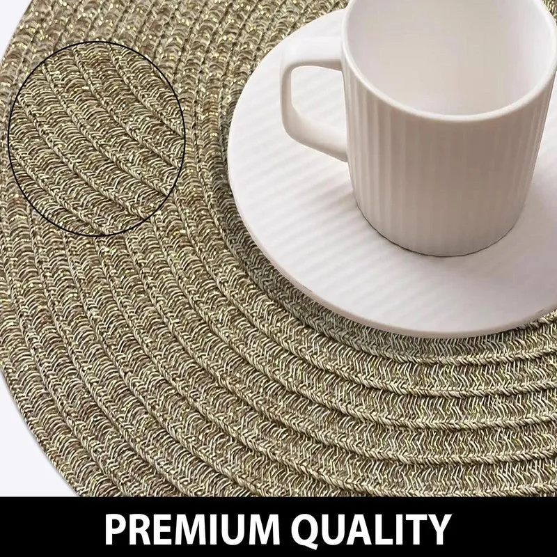 Onyxa Golden Round PVC Table Mats - Set Of Four media 6