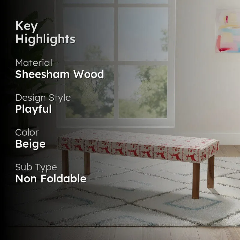 Bovex Sheesham Wooden Bench - Beige media 2