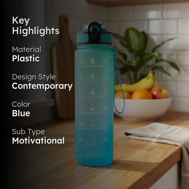 Solara Sportiq Plastic Water Bottle (1000 mL) - Blue,Green media 2