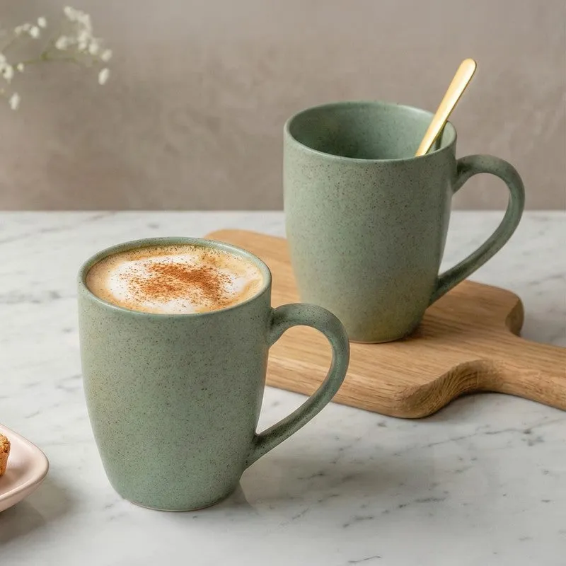 Sip & Style Ceramic Coffee Mug (Green/300 mL Each) - Set Of Two media 1