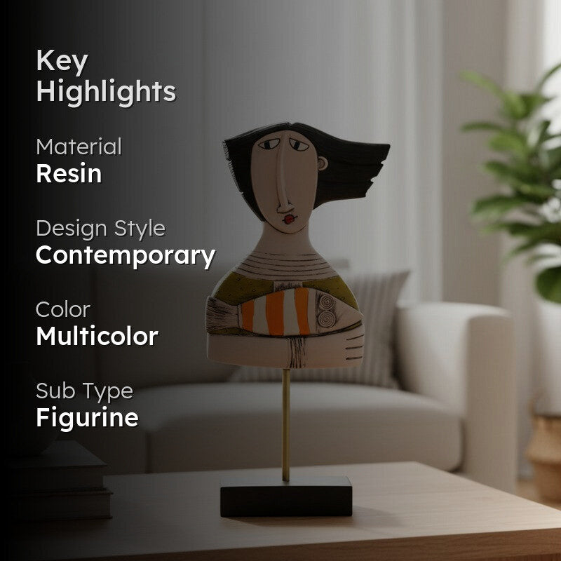 MuseBlock Modern Face Sculpture Showpieces - Multicolor media 2