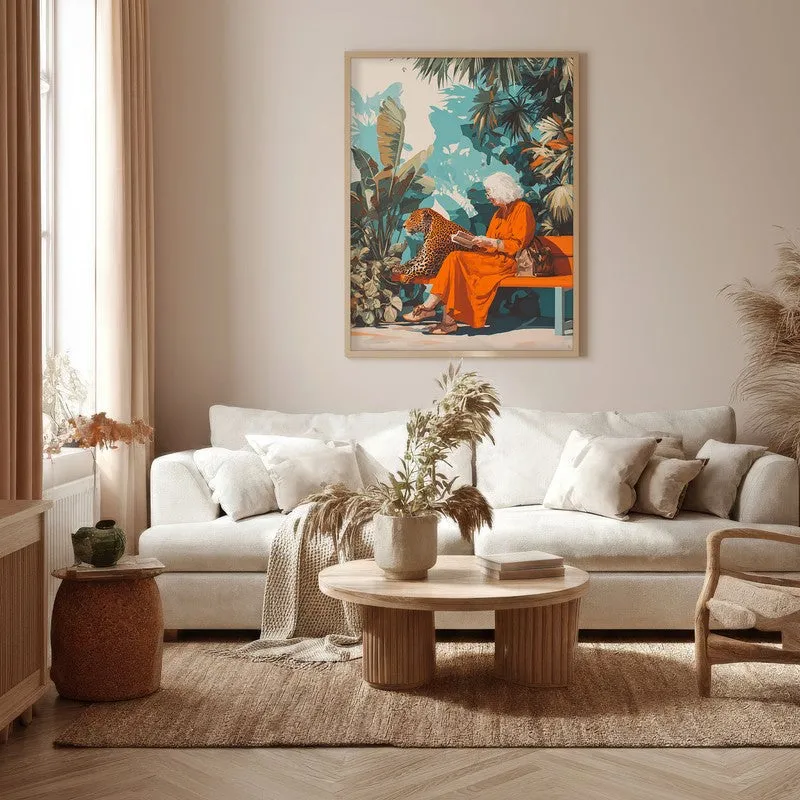 Leopard Lore Canvas Wall Painting - Brown Frame media 5