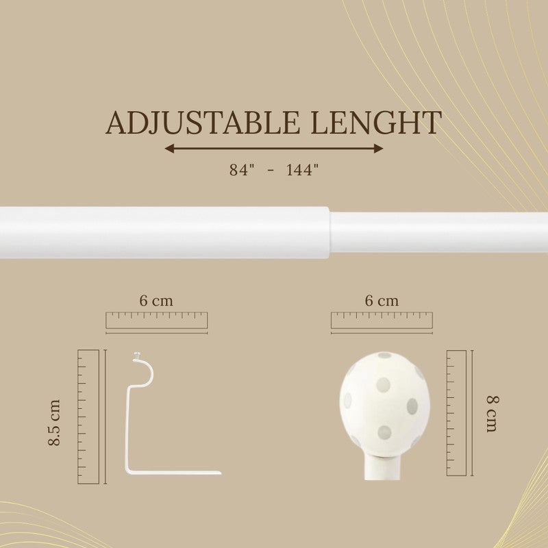 Polka Extendable 1" Single Curtain Rods With Round Finial & Brackets media 5
