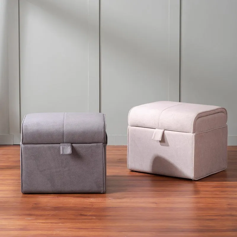Dotty Polyster Ottomans (Grey,Beige) - Set Of Two media 1