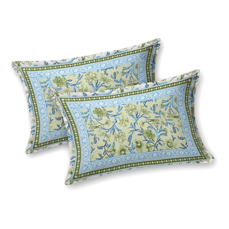 Bloomen Cotton Bedsheet (Green,Blue) - 240 TC media 4