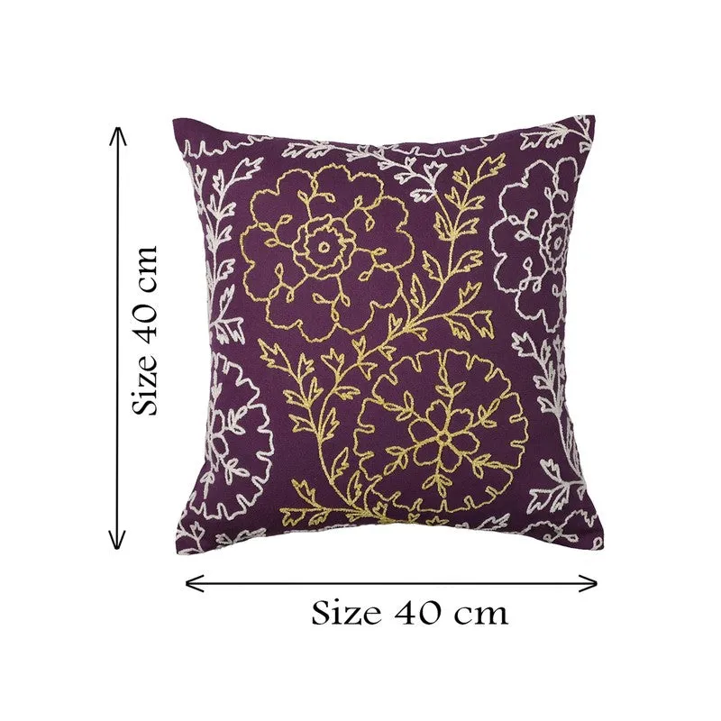 Blossom Charm Cotton Cushion Cover (Purple) - Set of Two media 7