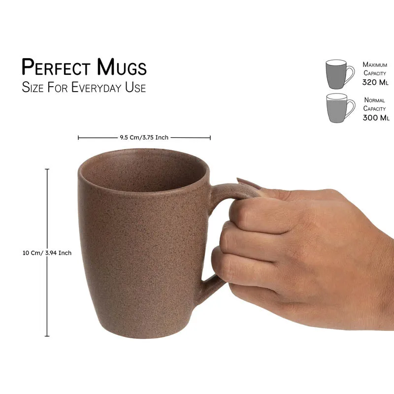 Sip & Style Ceramic Coffee Mug (Brown/300 mL Each) - Set Of Four media 3