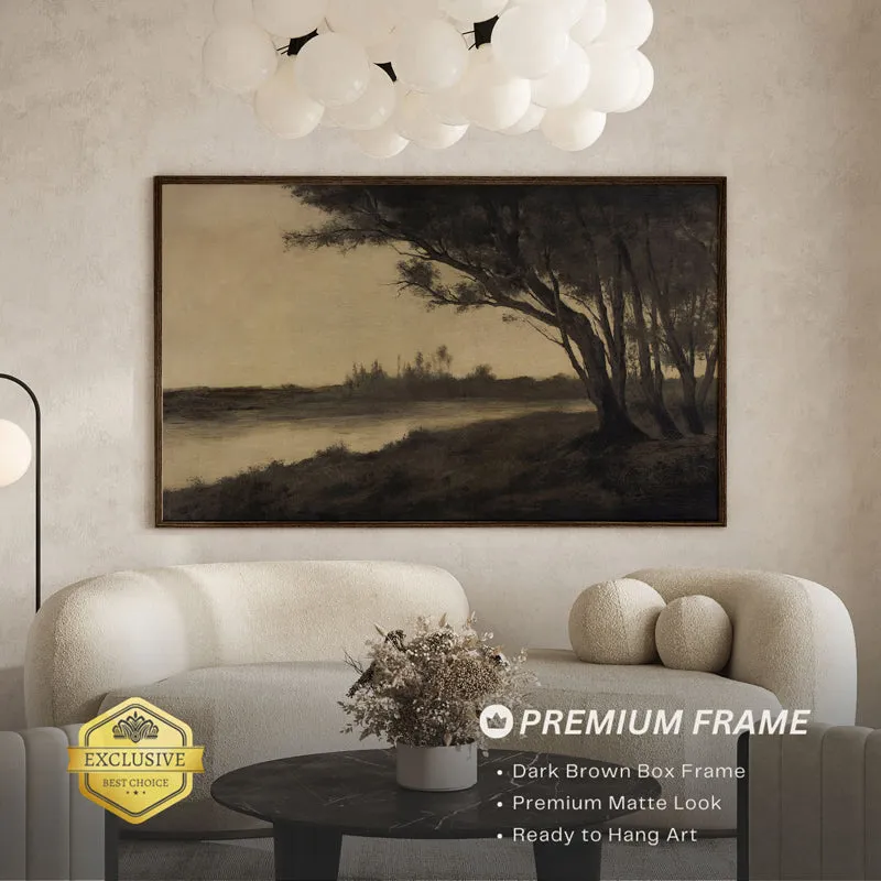 Lake Noir Wood Wall Art With Frame - Black media 3