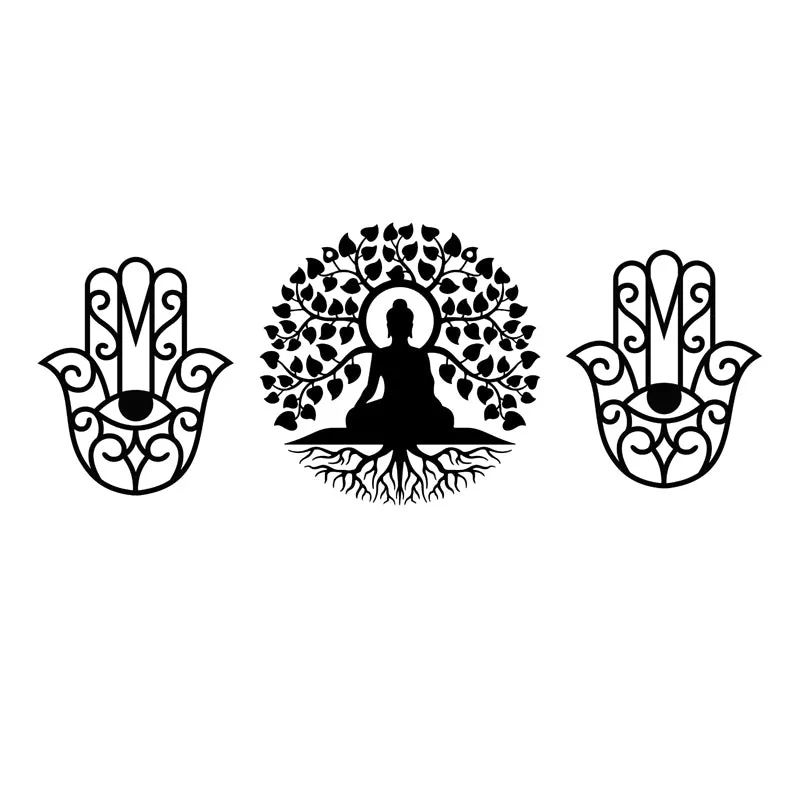 Bodhisatva With Hamsa Hand Iron Wall Accent - Set Of Three media 3