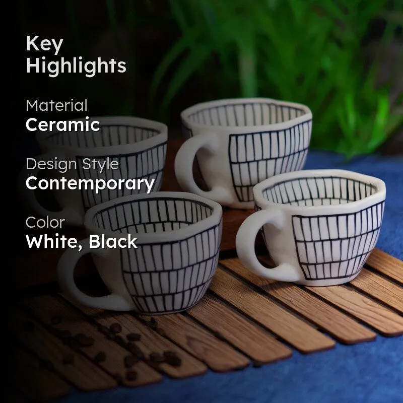 Chevron Waves Ceramic Coffee Mug (230 mL Each) - Set Of Four media 2