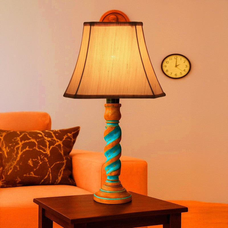 Elara Rivo Wooden Table Lamp - OffWhite