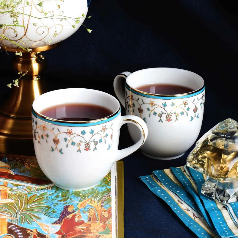 Gilded Mavi Pete 24k Gold Brushed Porcelain Coffee Mug (300 mL Each) - Set Of Six media 4