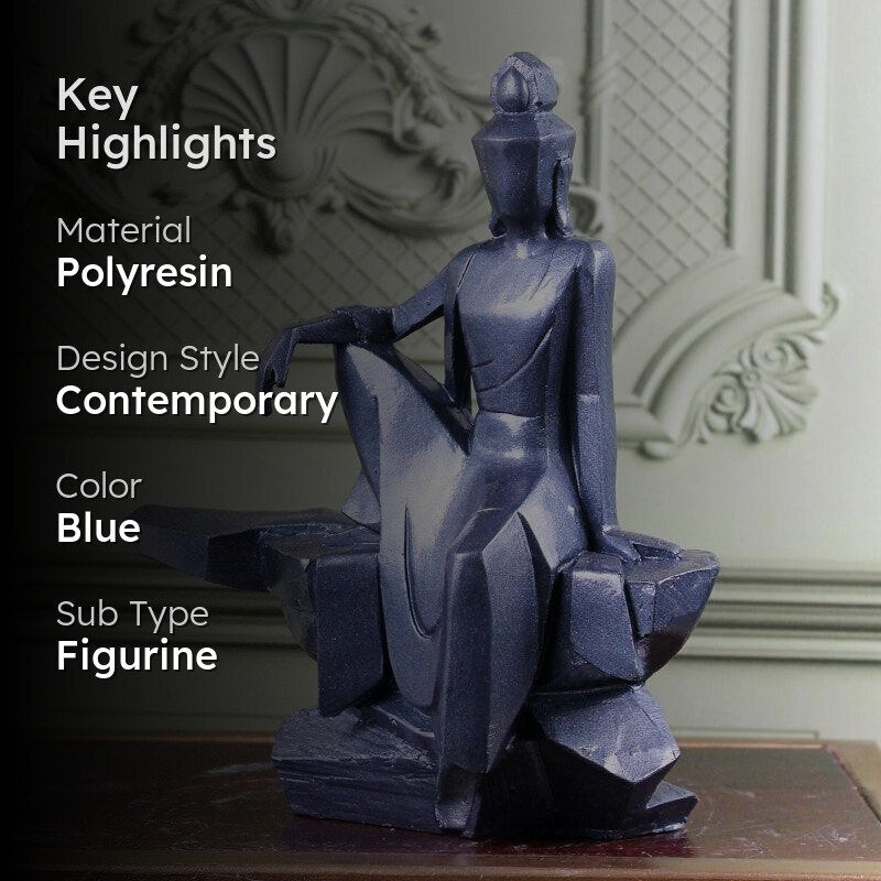 Buddha Glory Polyresin Showpiece - Blue media 2