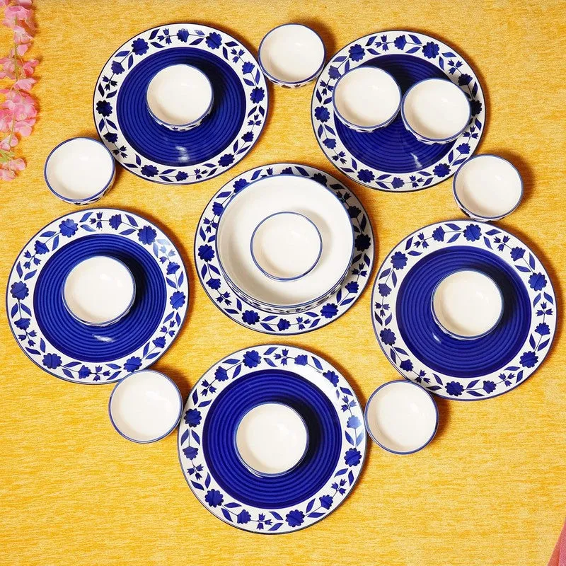 Clayora Seno Ceramic Dinner Set (Blue) - 19 Piece Set media 1