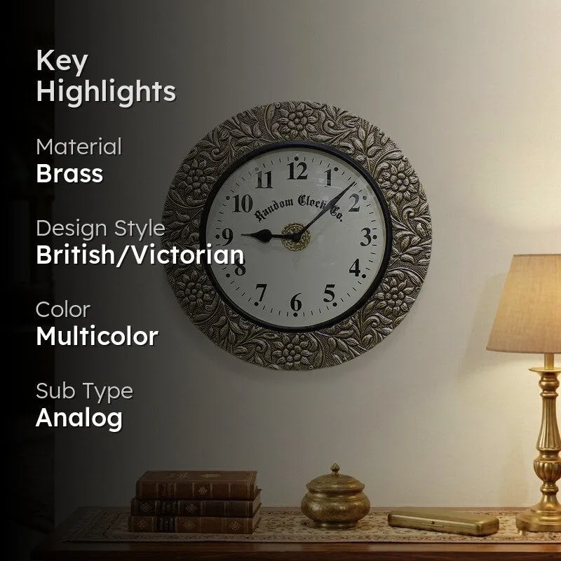 Elvora Brass Analog Wall Clock media 2