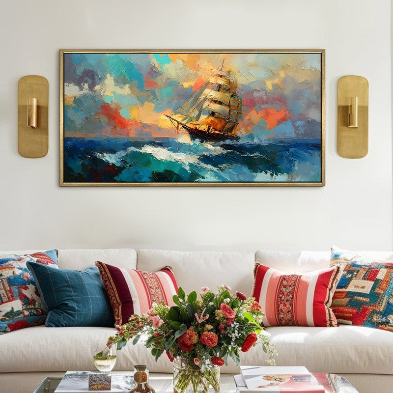 Open Sea Canvas Wall Painting With Frame