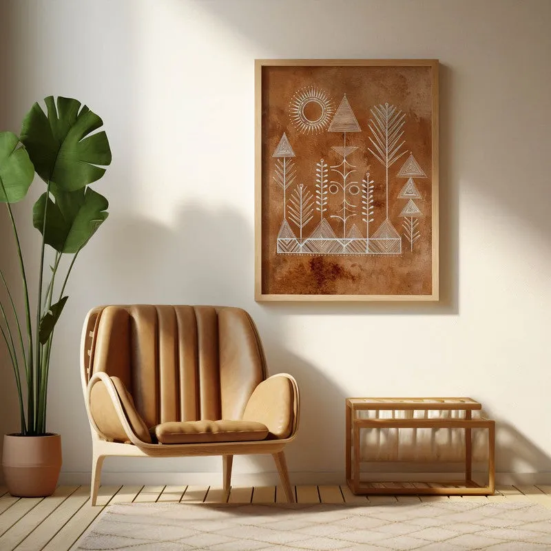 Tribalin Canvas Wall Painting With Brown Frame media 4