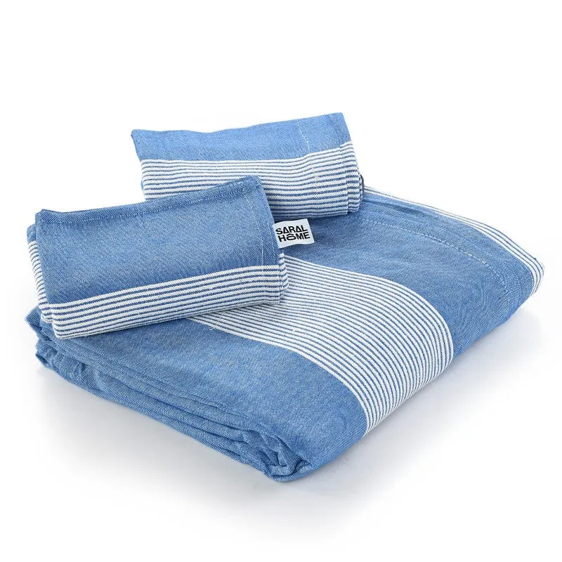 Stripe Story Cotton Bedsheet (Blue) - 220 TC media 4