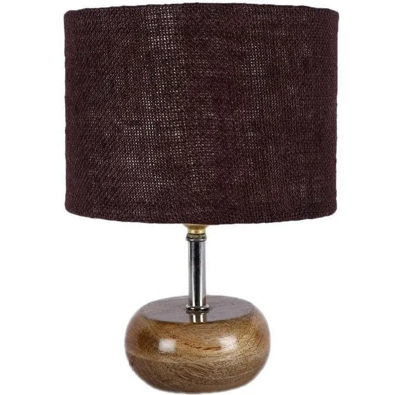 Rustic Wood Pebble Fabric Table Lamp - Brown media 4