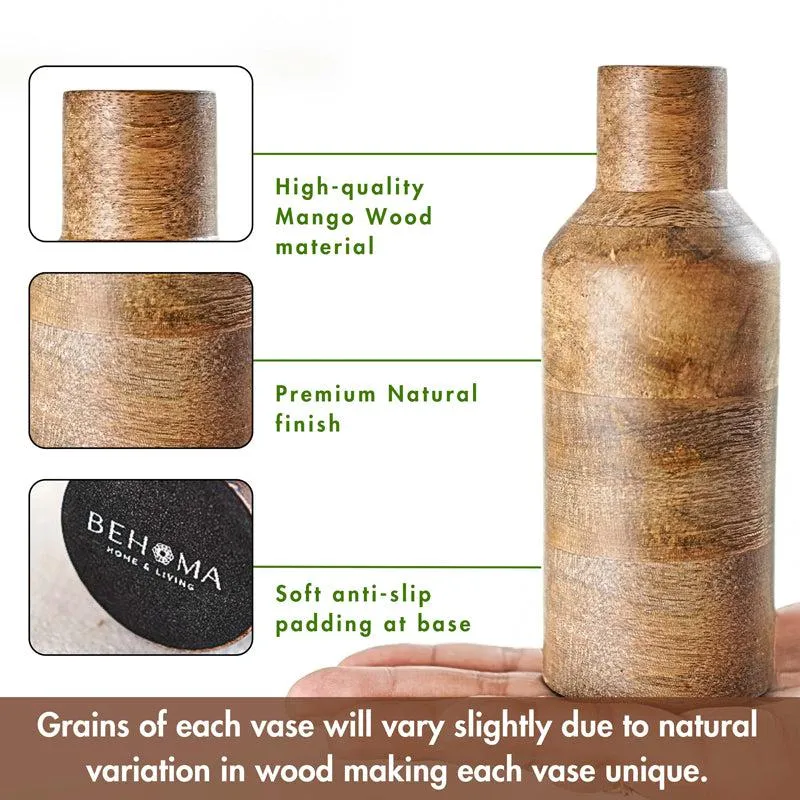 Silasa Wooden Vase (Light Brown) - Set Of Two media 5