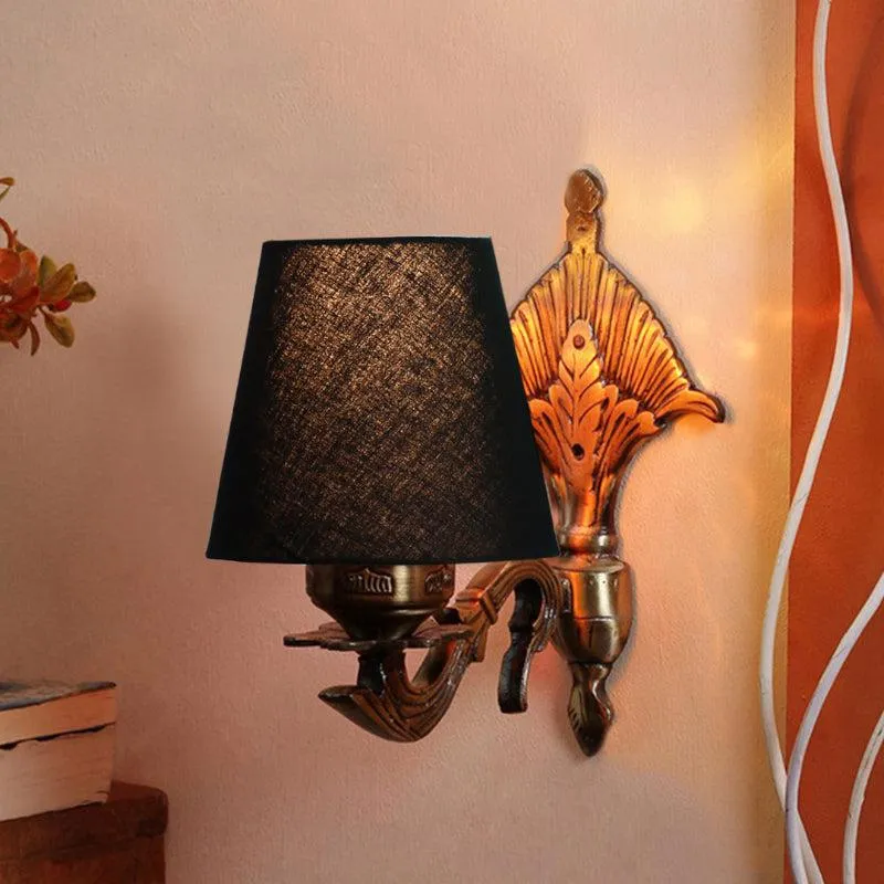 Magda Masique Conical Fabric & Metal Wall Lamp - Black media 1