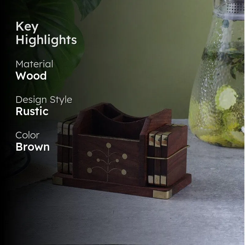 Prida Wooden Coaster - Seven Piece Set media 2