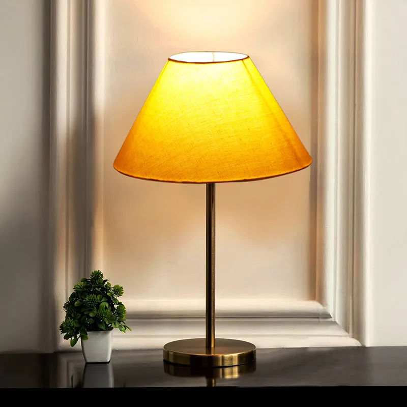 Glow Mesa Cotton & Metal Table Lamp (Empire) - Yellow,Gold media 1