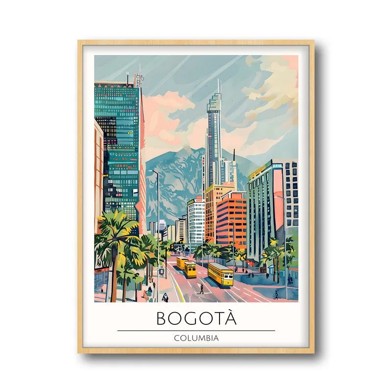 Vintage Bogota Framed Canvas Archival Canvas Wall Painting - Natural Brown Frame media 5
