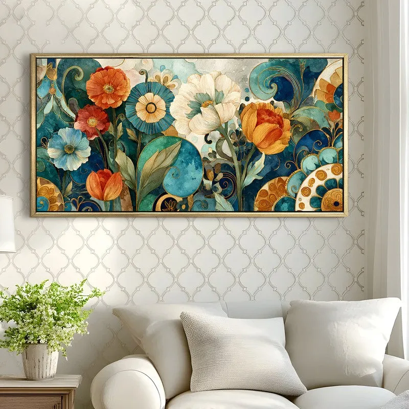 Celestial Florals Canvas Wall Painting With Frame media 4