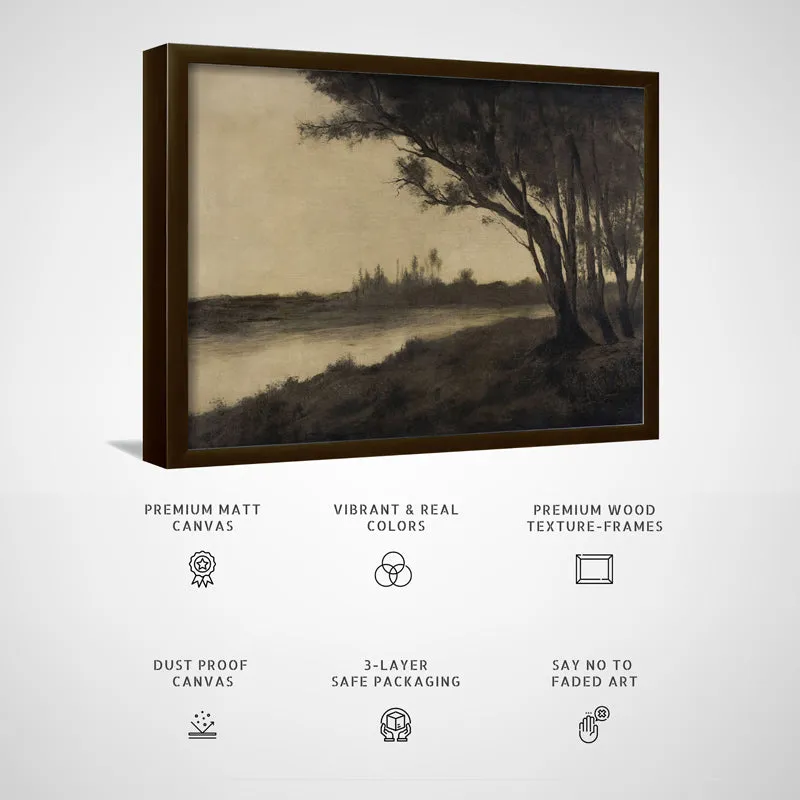 Lake Noir Wood Wall Art With Frame - Black media 5
