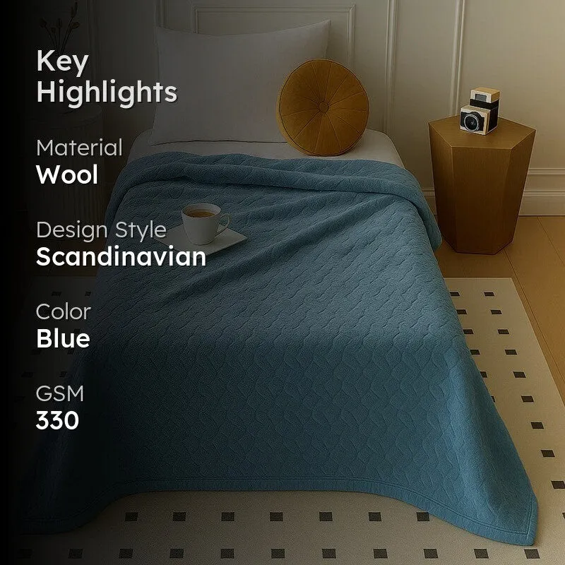 Solida Wool Blankets (Blue) - 330 GSM media 2