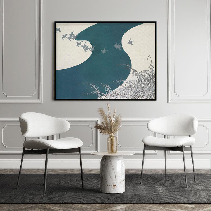 Birds From Momoyogusa Canvas Painting By Kamisaka Sekka - Black Frame media 4