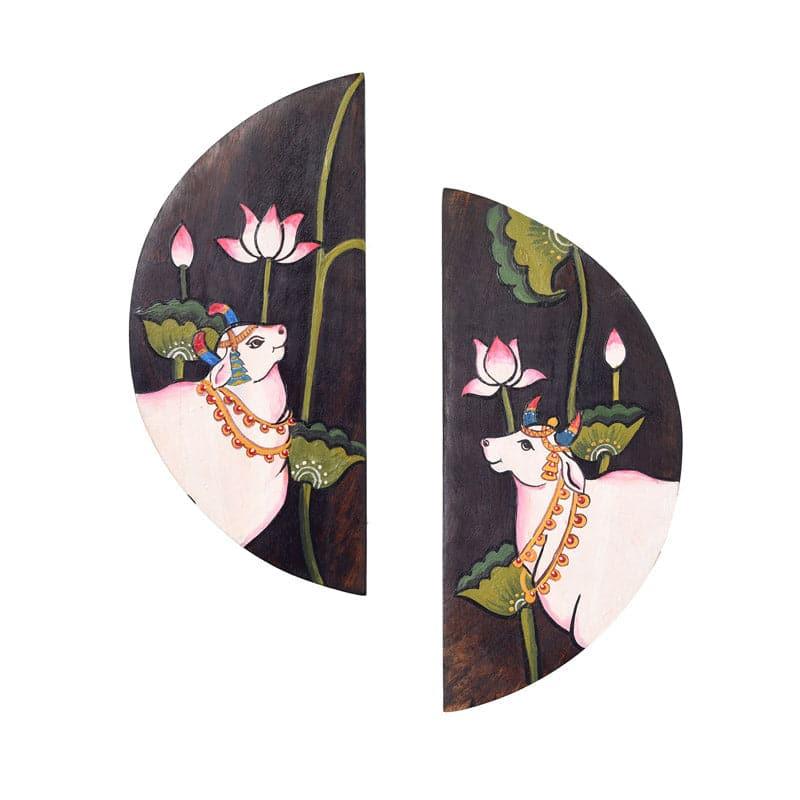 Pichhwai Nandi Wooden Wall Accent - Set Of Two media 3