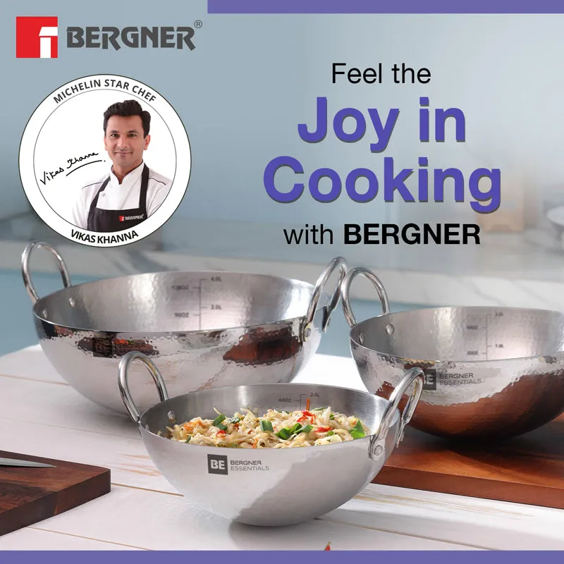Bergner Stainless Steel Hammered Kadhai - 2900 mL media 3