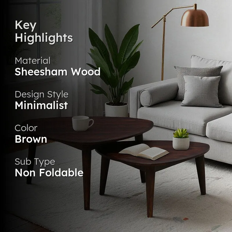 CurveCraft Sheesham Wood Side & Bedside Tables (Brown) - Set Of Two media 2