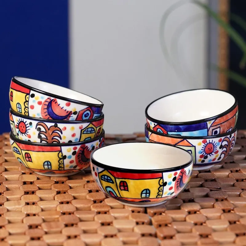 Katoriq Ceramic Snack Bowls (Multicolor, 180 mL Each) - Set Of Six media 1