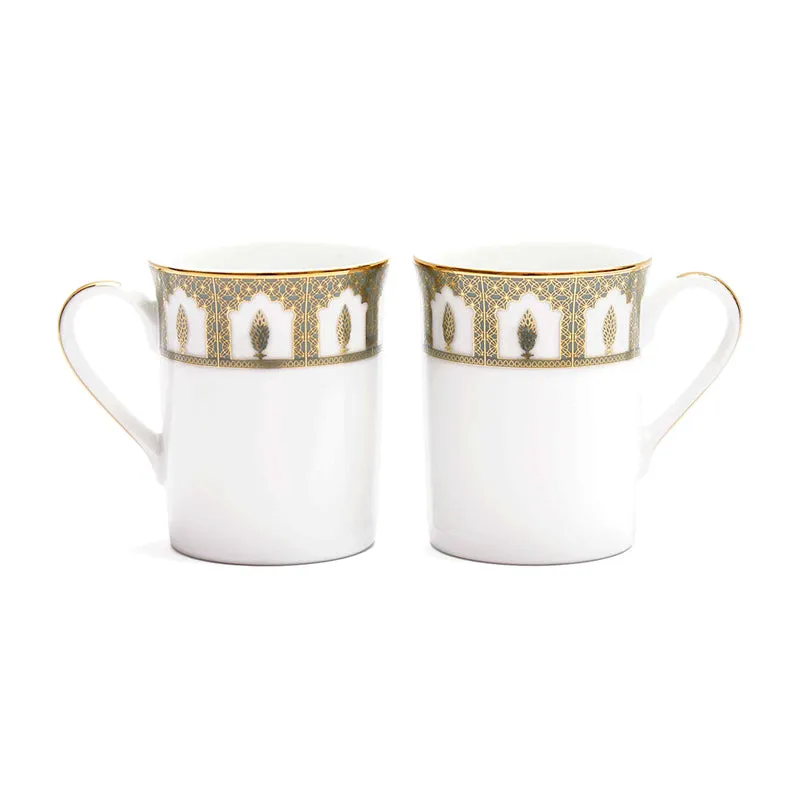 Gilded Chinar 24k Gold Brushed Porcelain Coffee Mug (300 mL Each) - Set of Two media 4