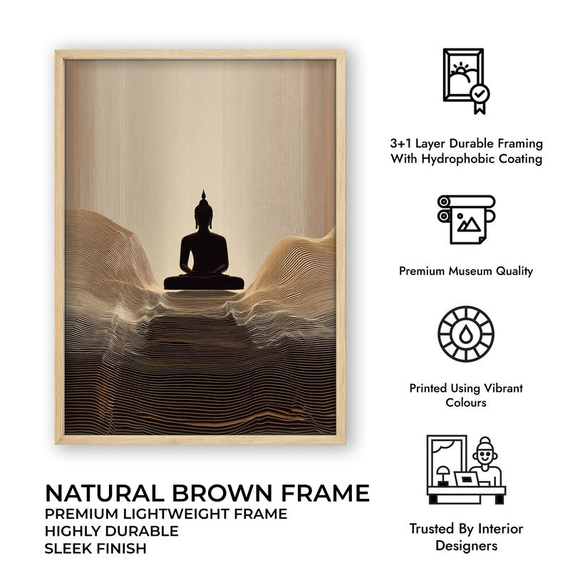 Sacred Stillness Buddha Archival Paper Wall Painting With Brown Frame media 9