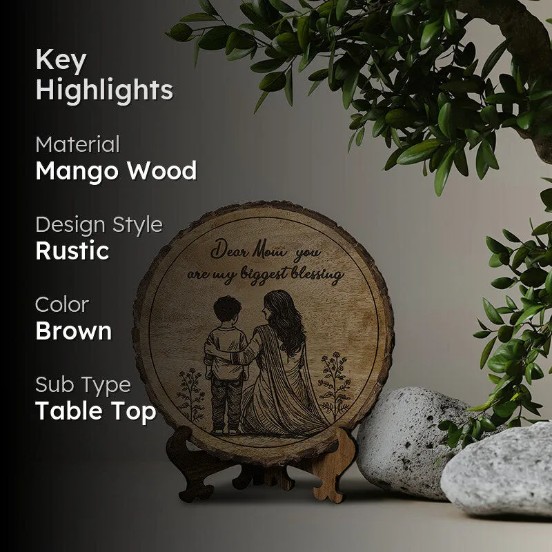 Mom Is Biggest Blessing Wood Showpiece - Round media 2