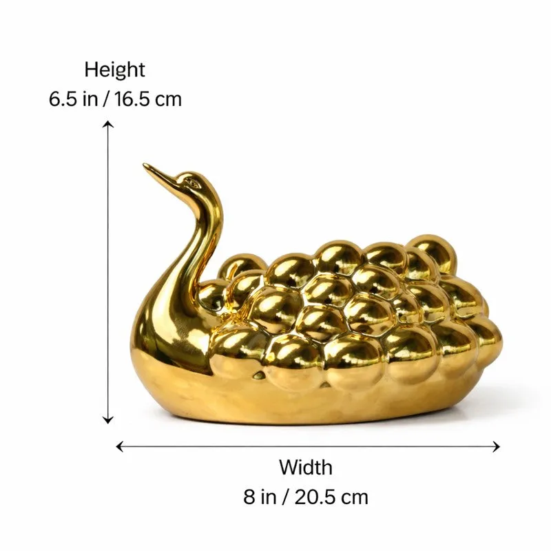 Side view of gold swan tissue holder with height and width markings