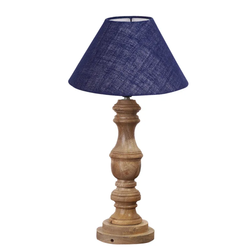 Sienna II Carve Wooden Table Lamp - Blue,Brown media 6