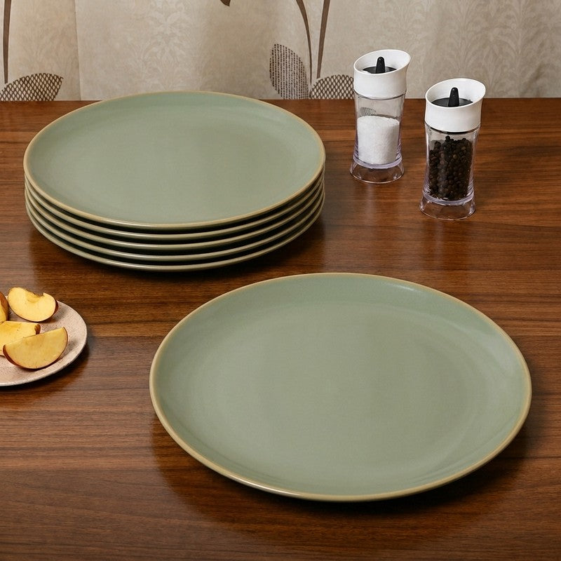 Ceramic Dinner Plates (Green) - Set of Six