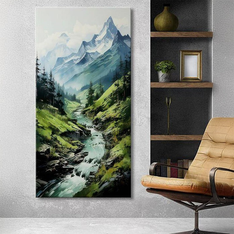 Mountain Stream Wall Painting