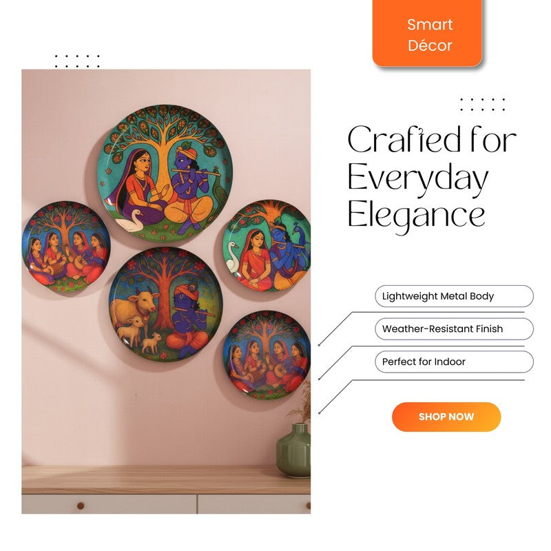 Shyam Leela Wall Plates - Set of Five media 6