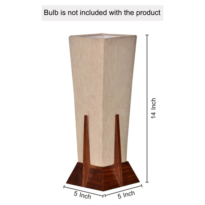 Sharvitha Handcrafted Sheesham Wood Table Lamp - Brown,Beige media 7