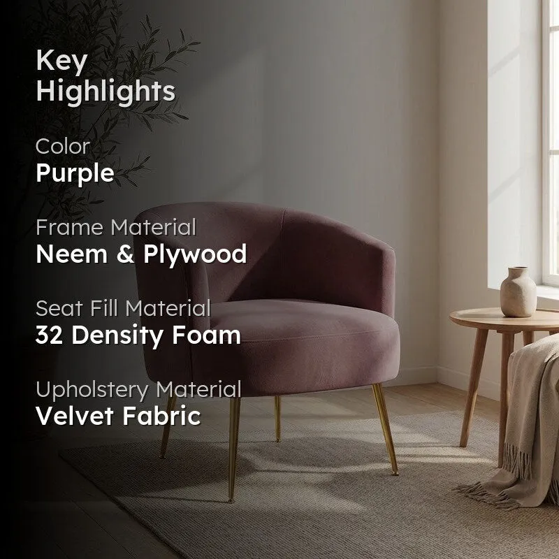 Stylo Neem Wood Accent Chair - Purple media 2