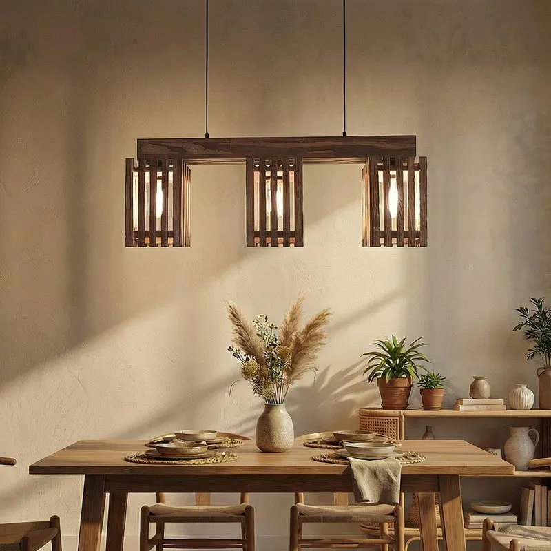 Tri Facet Wooden Ceiling Lamp - Brown media 3