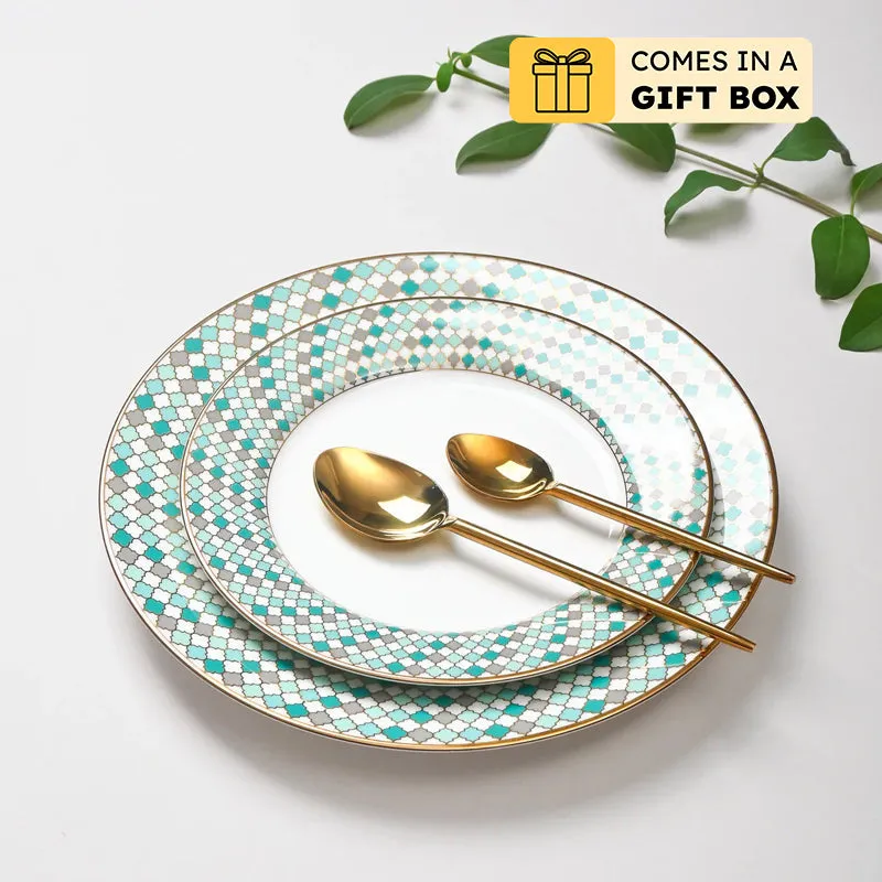 Christolite 24k Gold Brushed Porcelain Dinner Set - 33 Piece Set media 1