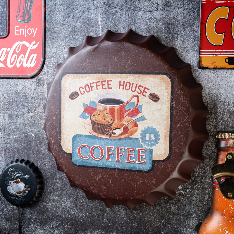 Cooffee House Bottle Cap Metal Wall Accent
