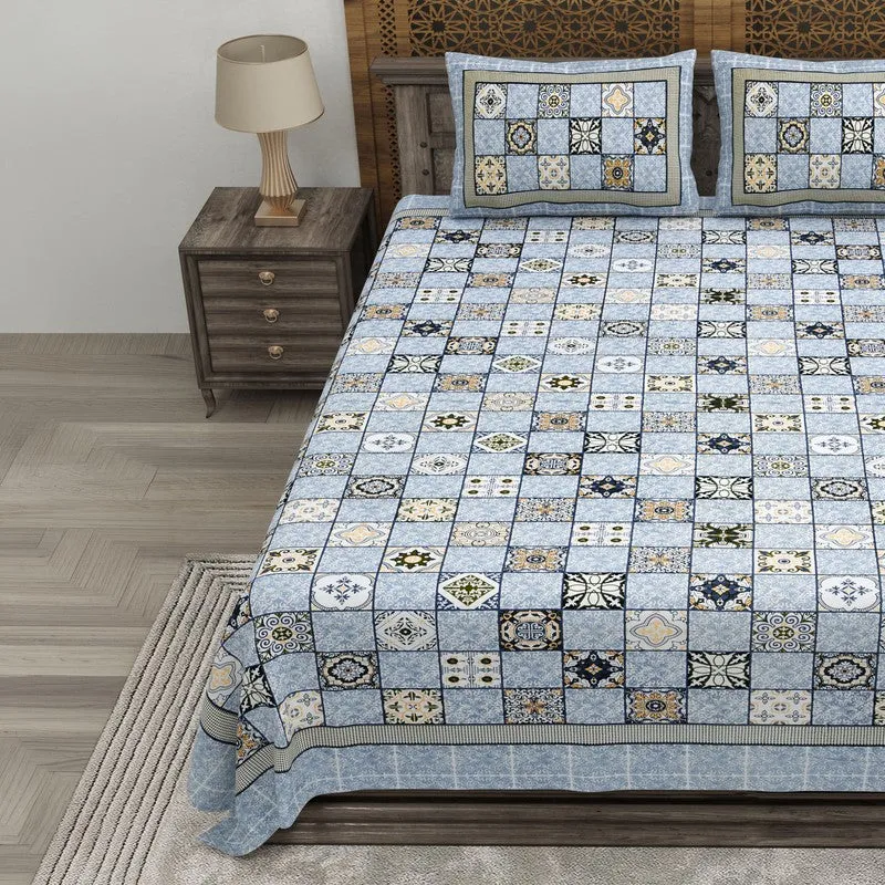 Weaveva Cotton Bedsheet (Blue,Olive Green) - 240 TC media 3